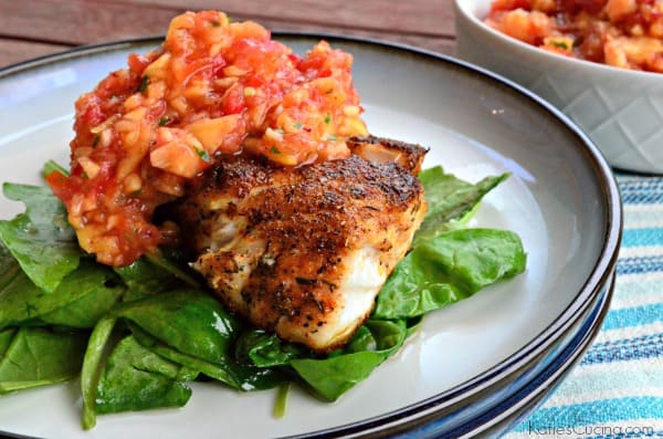 Blackened Red Snapper with Peach Salsa