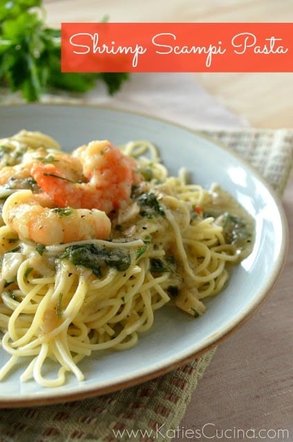 Shrimp Scampi Pasta | KatiesCucina.com @KatiesCucina  #recipe #seafood #shrimp #pasta