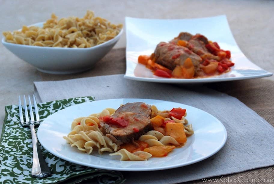 Stove Top Roasted Pork with Sweet Peppers