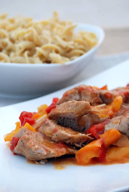 Stove Top Roasted Pork with Sweet Peppers