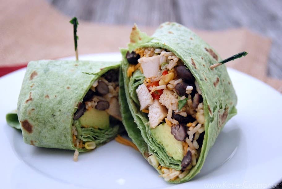 Grilled Chicken and Mexican Rice Wraps