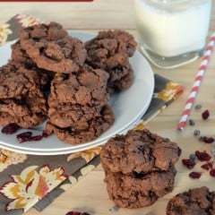 Chewy Chocolate-Cherry Cookies by KatiesCucina.com #fbcookieswap #cookies #chocolate #recipe