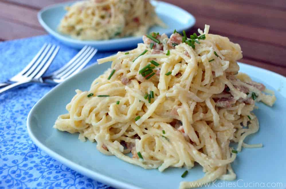 Lighter Spaghetti Carbonara from KatiesCucina.com