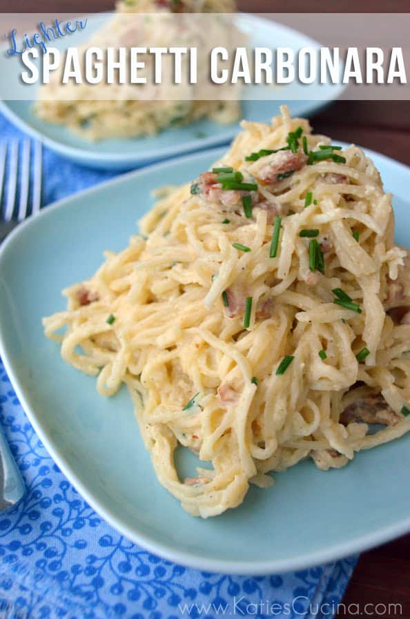 Lighter Spaghetti Carbonara from KatiesCucina.com Lighter Spaghetti Carbonara from KatiesCucina.com