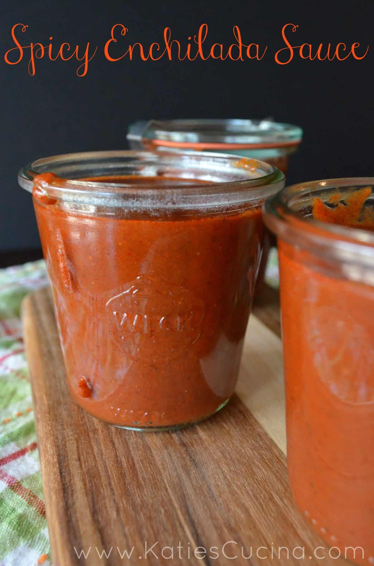 Spicy Enchilada Sauce - easy to make at home and only takes 15 minutes!  via KatiesCucina.com