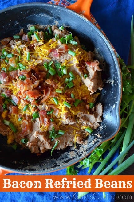 Mmm I can't wait to try these Bacon Refried Beans from KatiesCucina.com #CincoDeMayo #MexicanFood #Recipe