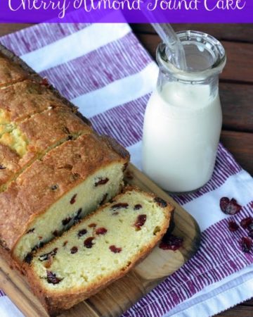 Cherry Almond Pound Cake via KatiesCucina.com