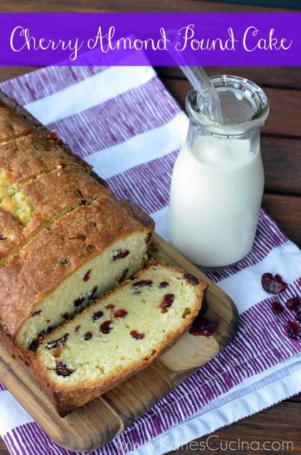 Cherry Almond Pound Cake via KatiesCucina.com