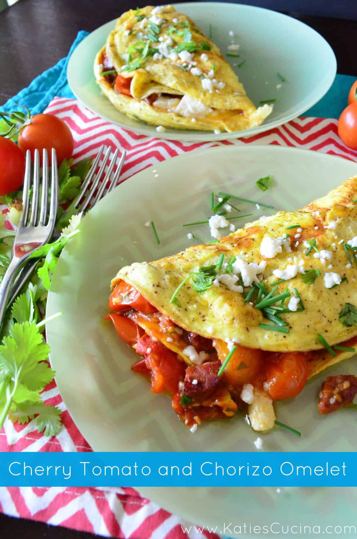 Cherry Tomato and Chorizo Omelet via KatiesCucina.com