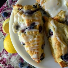 Blueberry Scones with Lemon Glaze from KatiesCucina.com