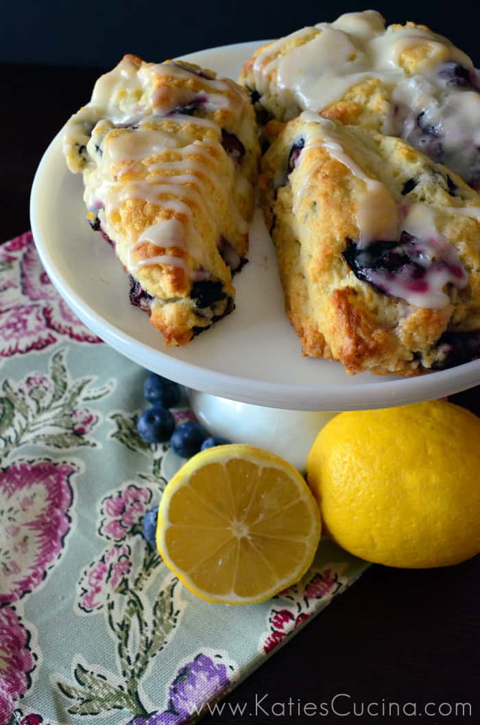 Blueberry Scones with Lemon Glaze from KatiesCucina.com