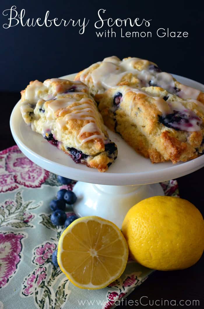 Blueberry Scones with Lemon Glaze from KatiesCucina.com