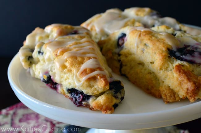 Blueberry Scones with Lemon Glaze from KatiesCucina.com