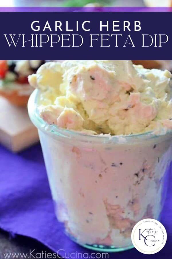 Glass jar with a white spread sitting on a purple cloth with text on image for Pinterest.
