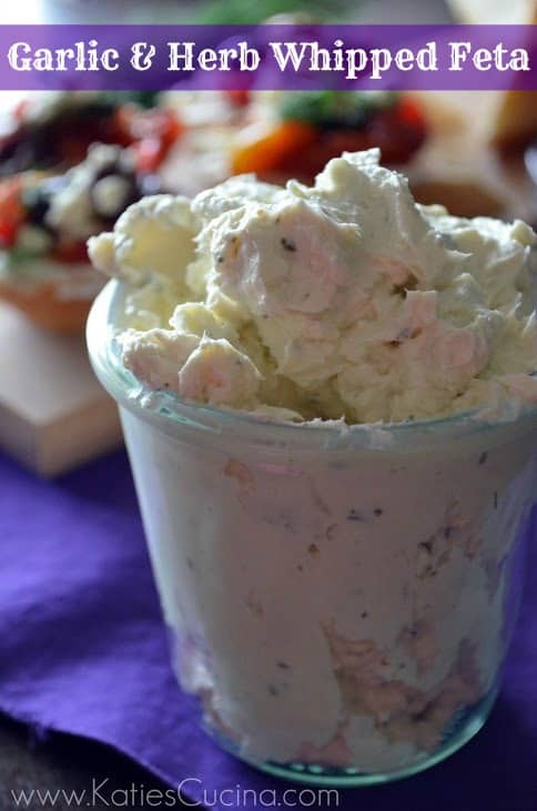 Garlic & Herb Whipped Feta via KatiesCucina.com