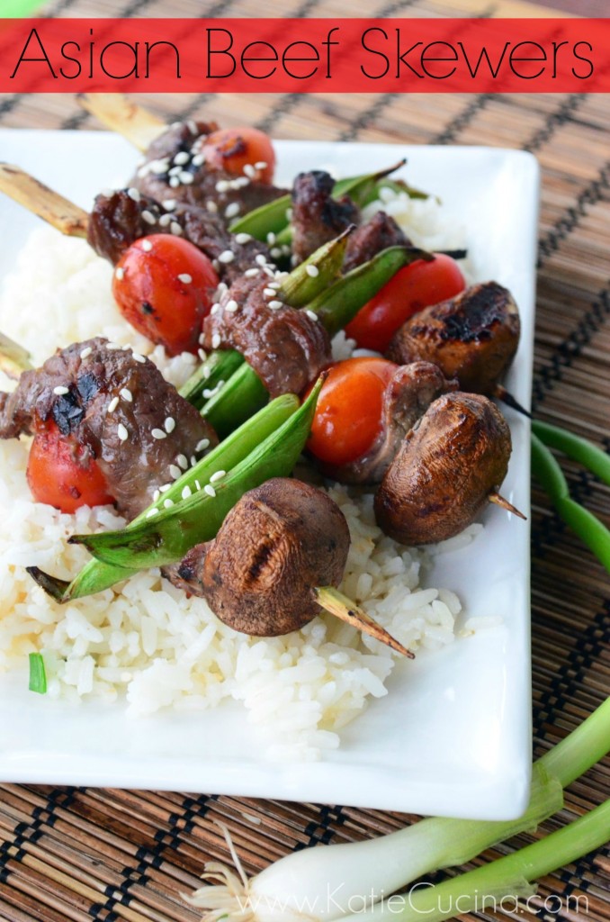 Asian Beef Skewers from KatiesCucina.com #grilling #FlavorsOfSummer