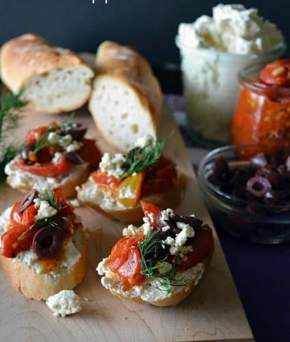 greek crostini with whipped feta from KatiesCucina.com