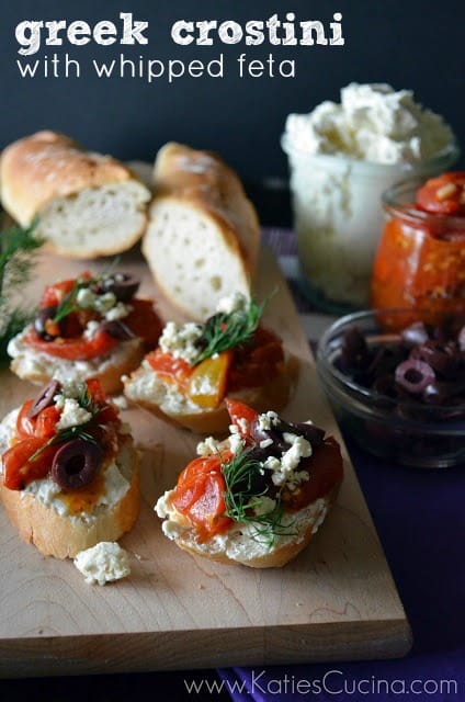 greek crostini with whipped feta from KatiesCucina.com