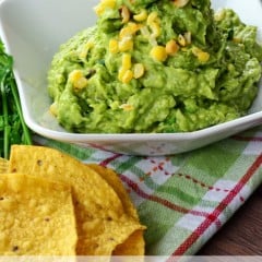 Grilled Corn & Poblano Guacamole from KatiesCucina.com