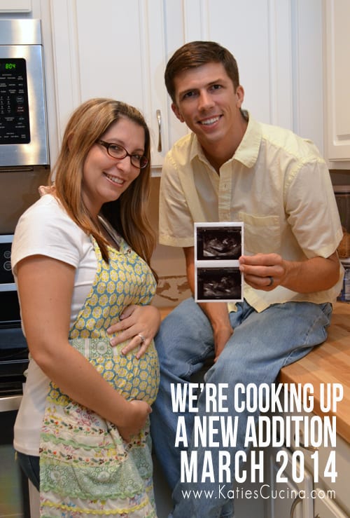 We're Cooking Up A New Addition - KatiesCucina.com #Baby #Announcement