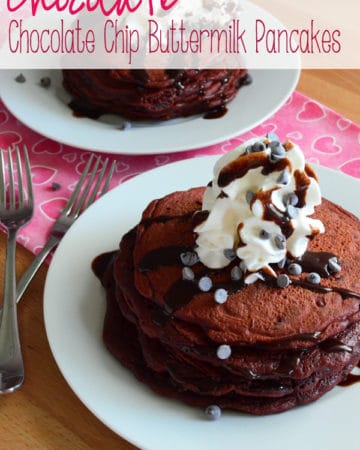 Chocolate - Chocolate Chip Buttermilk Pancakes from KatiesCucina.com