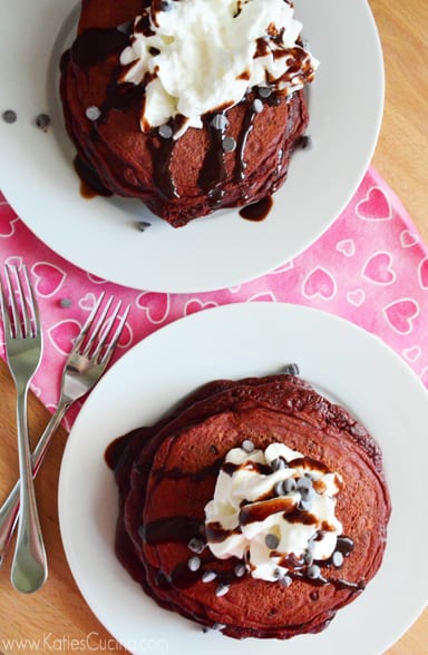 Chocolate - Chocolate Chip Buttermilk Pancakes from KatiesCucina.com