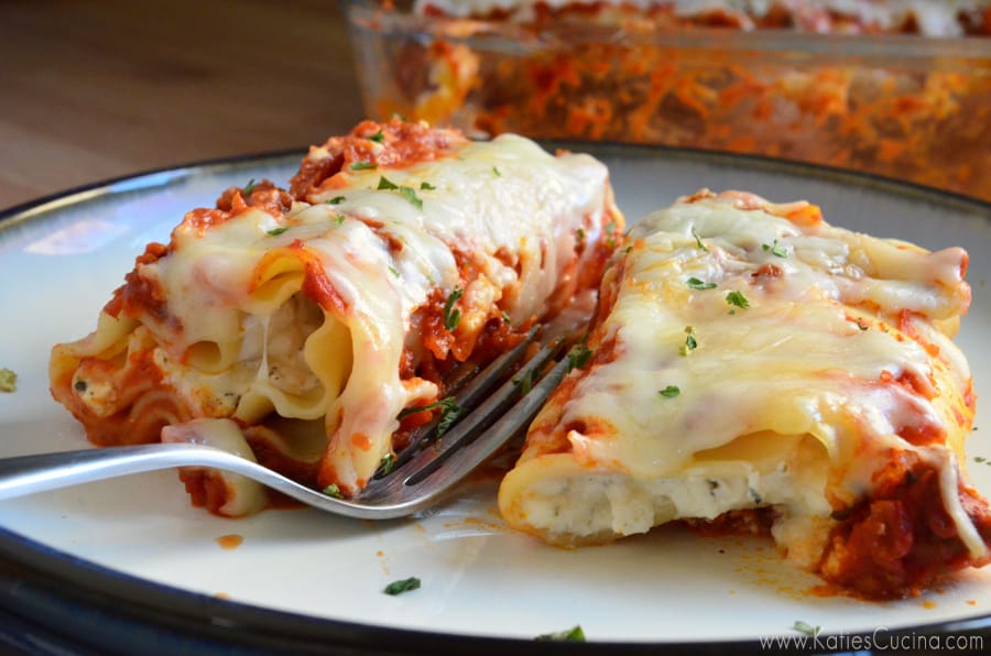 Easy Lasagna Bolognese Roll-Ups made in less than an hour from KatiesCucina.com