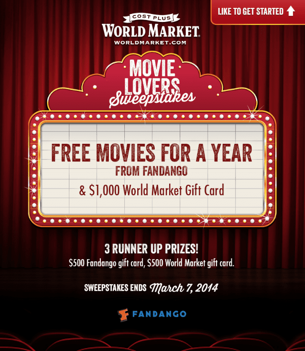 Movie Lovers Sweepstakes from Cost Plus World Market -- Enter today!