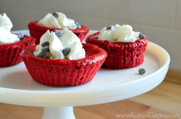 Red Velvet Cheesecake Cupcakes from KatiesCucina.com