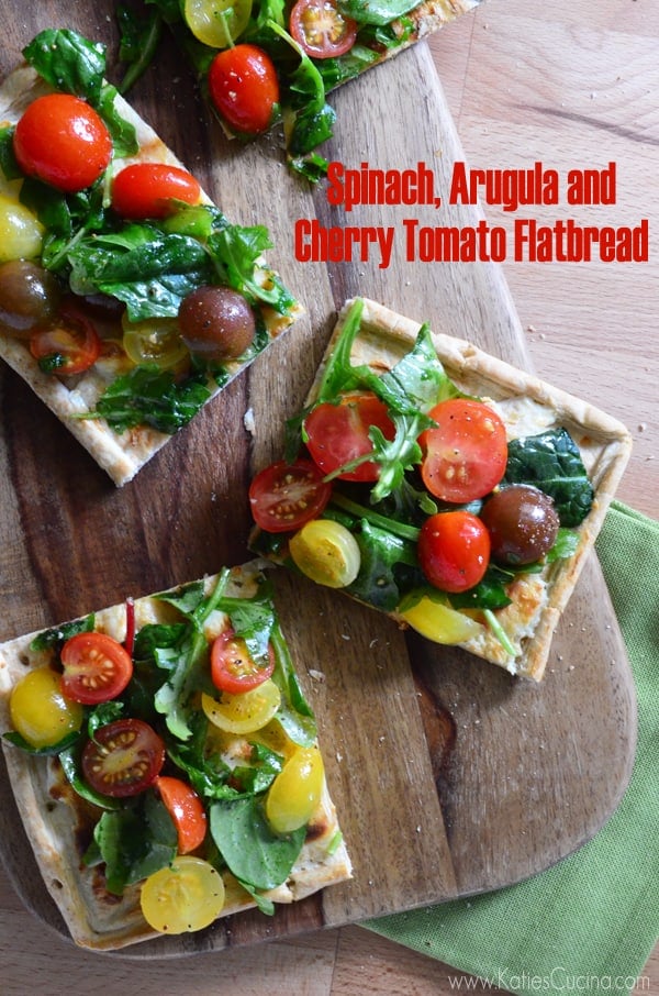 Spinach Arugula and Cherry Tomato Flatbread