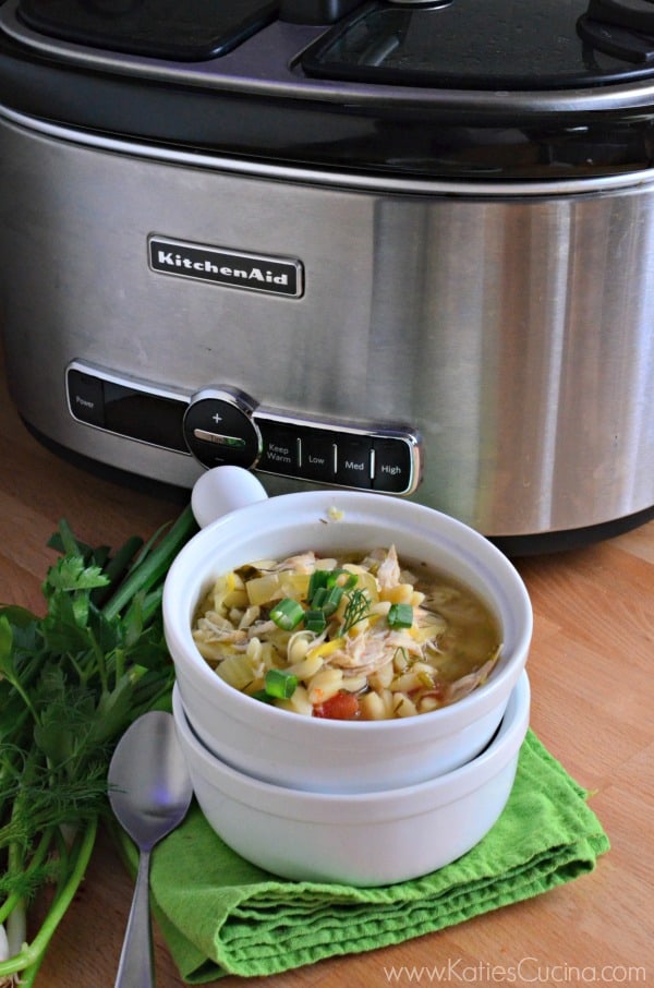 lemon chicken orzo soup in the slow cooker