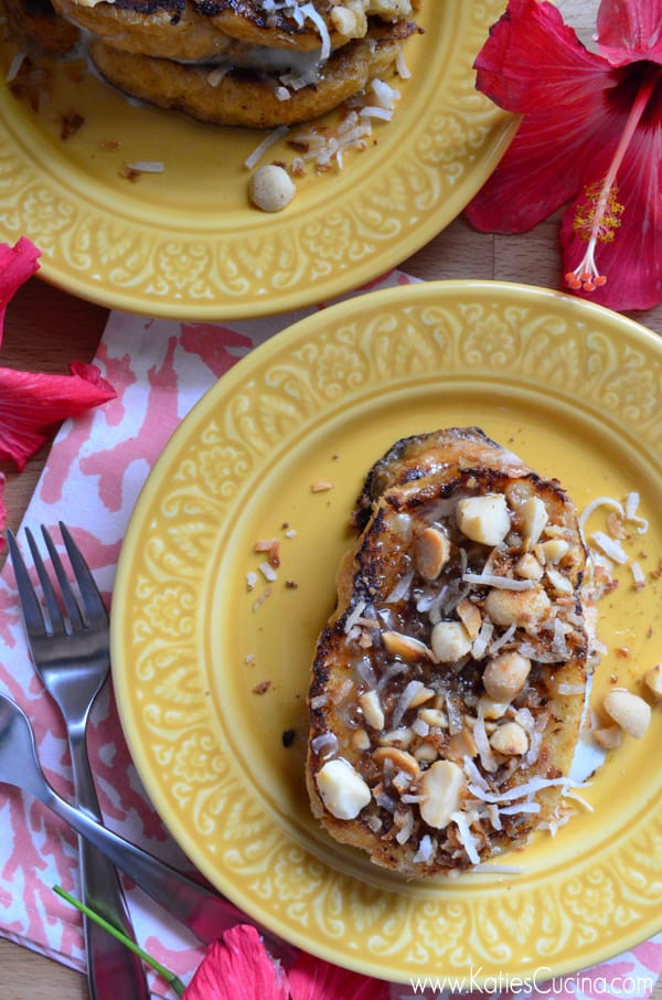 Pineapple Stuffed French Toast with Coconut Syrup