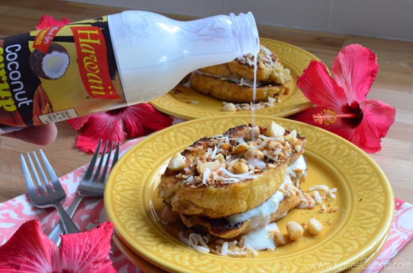 Pineapple Stuffed French Toast with Coconut Syrup