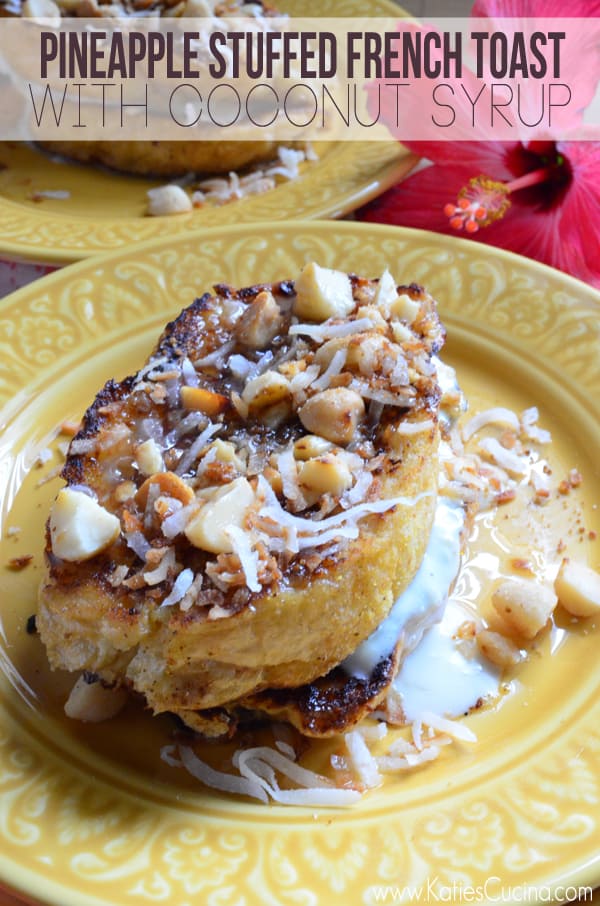 Pineapple Stuffed French Toast with Coconut Syrup
