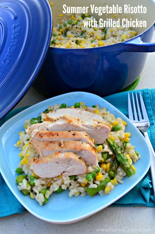 Summer Vegetable Risotto with Grilled Chicken #PassItOnPotluck