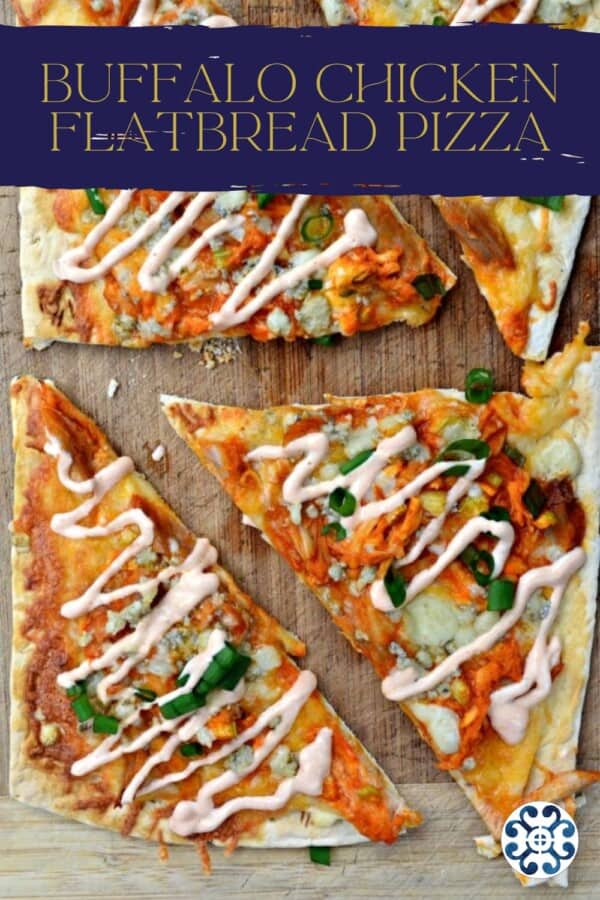 Three slices of flatbread pizza with text on image for Pinterest.