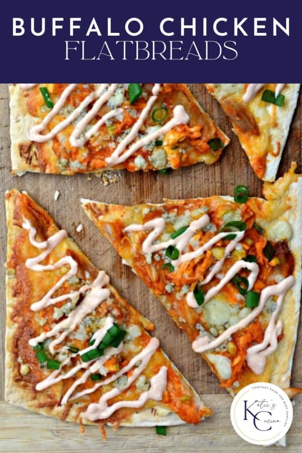 Three slices of flatbread pizza with text on image for Pinterest.