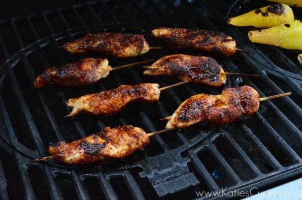 Grilled Chili Chicken Skewers with Cilantro Lime Pesto