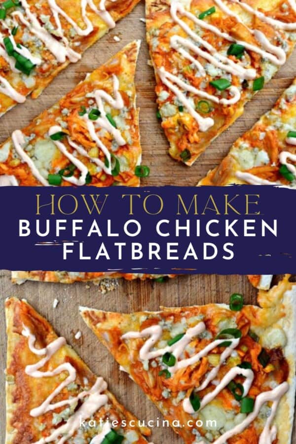 Three slices of flatbread pizza with text on image for Pinterest.