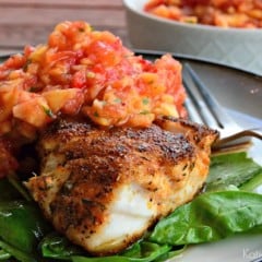 Blackened Red Snapper with Peach Salsa