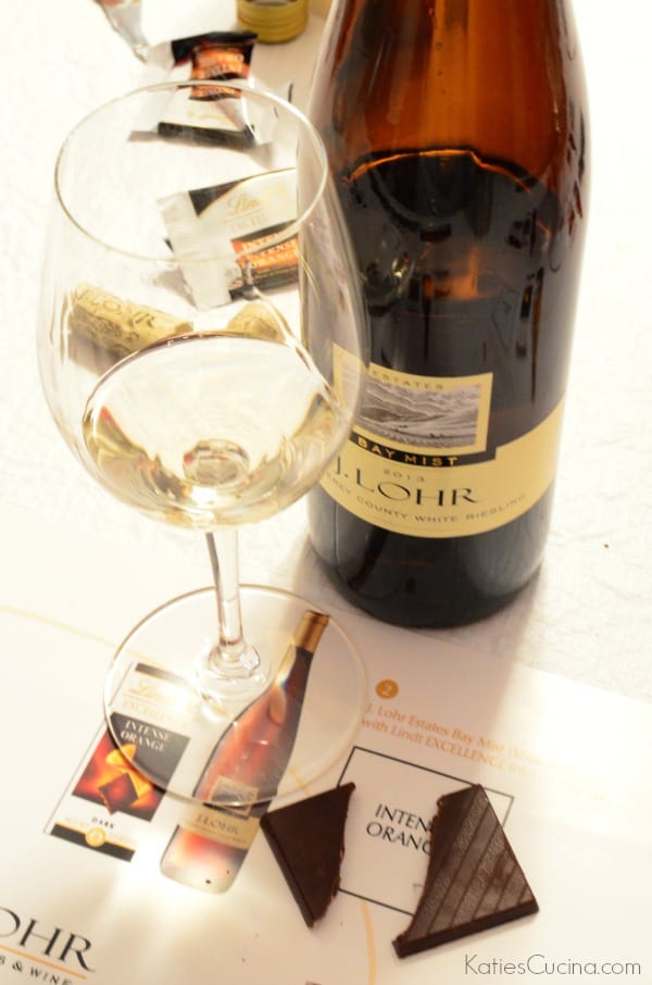 Lindt EXCELLENCE Intense Orange paired with J. Lohr Estates Bay Mist White Riesling