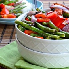 Grilled Asian Green Beans and Red Bell Peppers