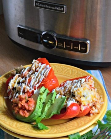 Slow Cooker Shredded Chicken Taco Stuffed Peppers 2