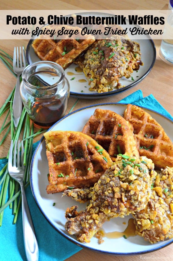 Potato & Chive Buttermilk Waffles with Spicy Sage Oven Fried Chicken