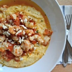 Make this easy weeknight recipe of Rock Shrimp with Tomato Basil Feta Cheese Grits in less than 30 minutes!