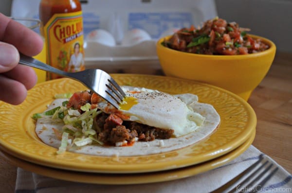 Open-Faced Mexican Breakfast Tacos