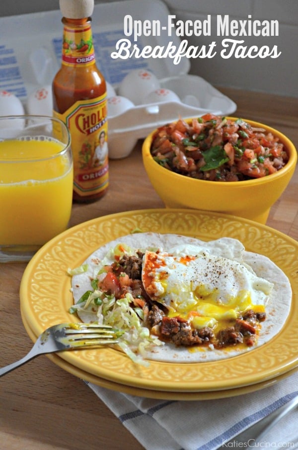 Open-Faced Mexican Breakfast Tacos