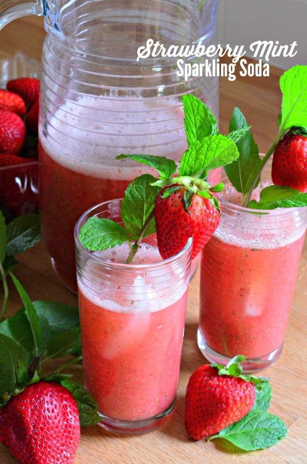 Strawberry Mint Sparkling Soda