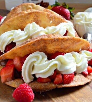 Strawberry Raspberry Nutella Dessert Tacos