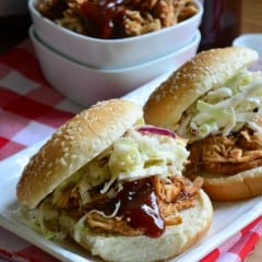 Slow Cooker BBQ Pulled Chicken Sandwiches